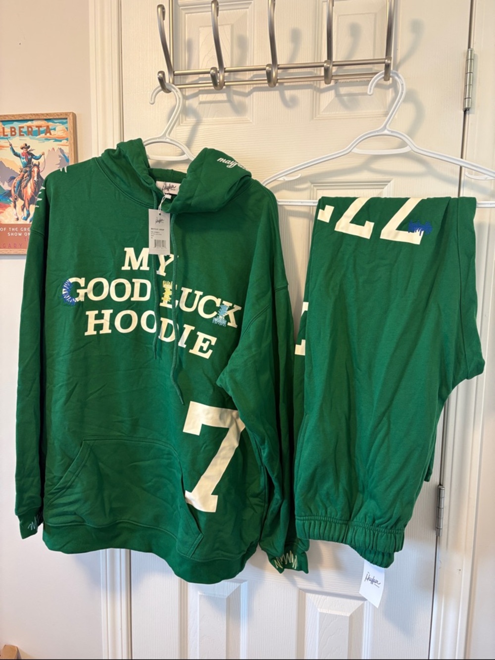 My Good Luck Hoodie Sweatshirt Set - Green